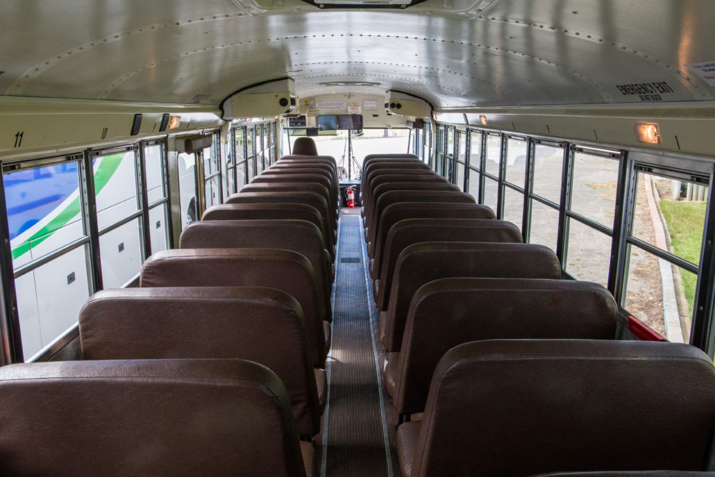 school trip inside charter bus